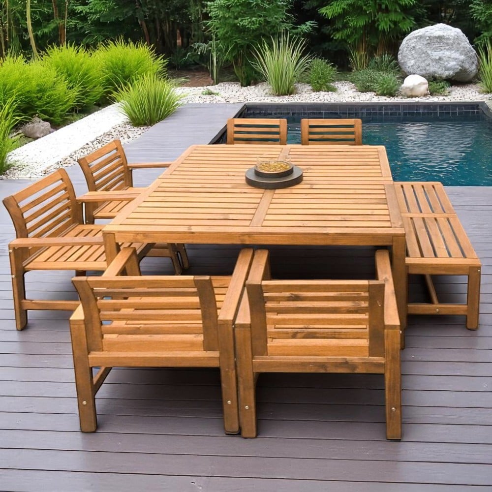 COMEDOR DE EXTERIOR DE MADERA AGUAZUL 8 PERSONAS MOVENDA - 1