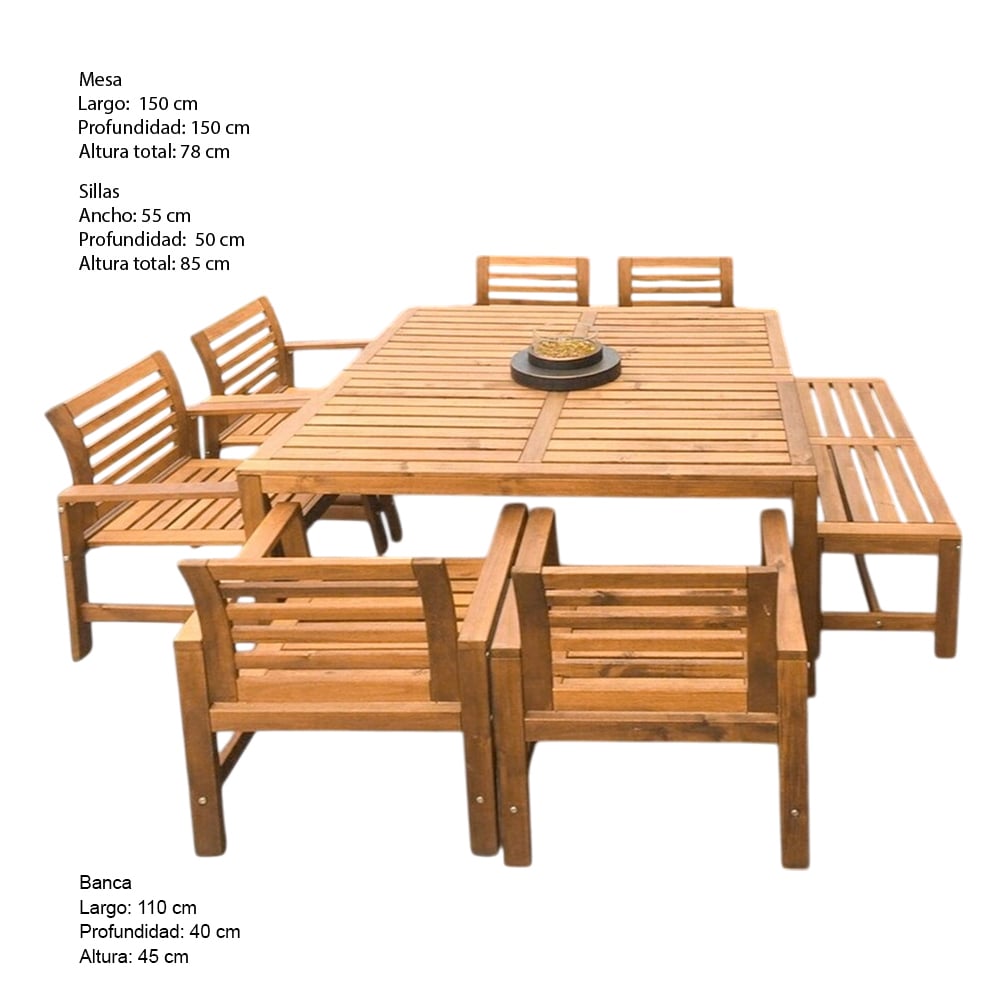 COMEDOR DE EXTERIOR DE MADERA AGUAZUL 8 PERSONAS MOVENDA - 3