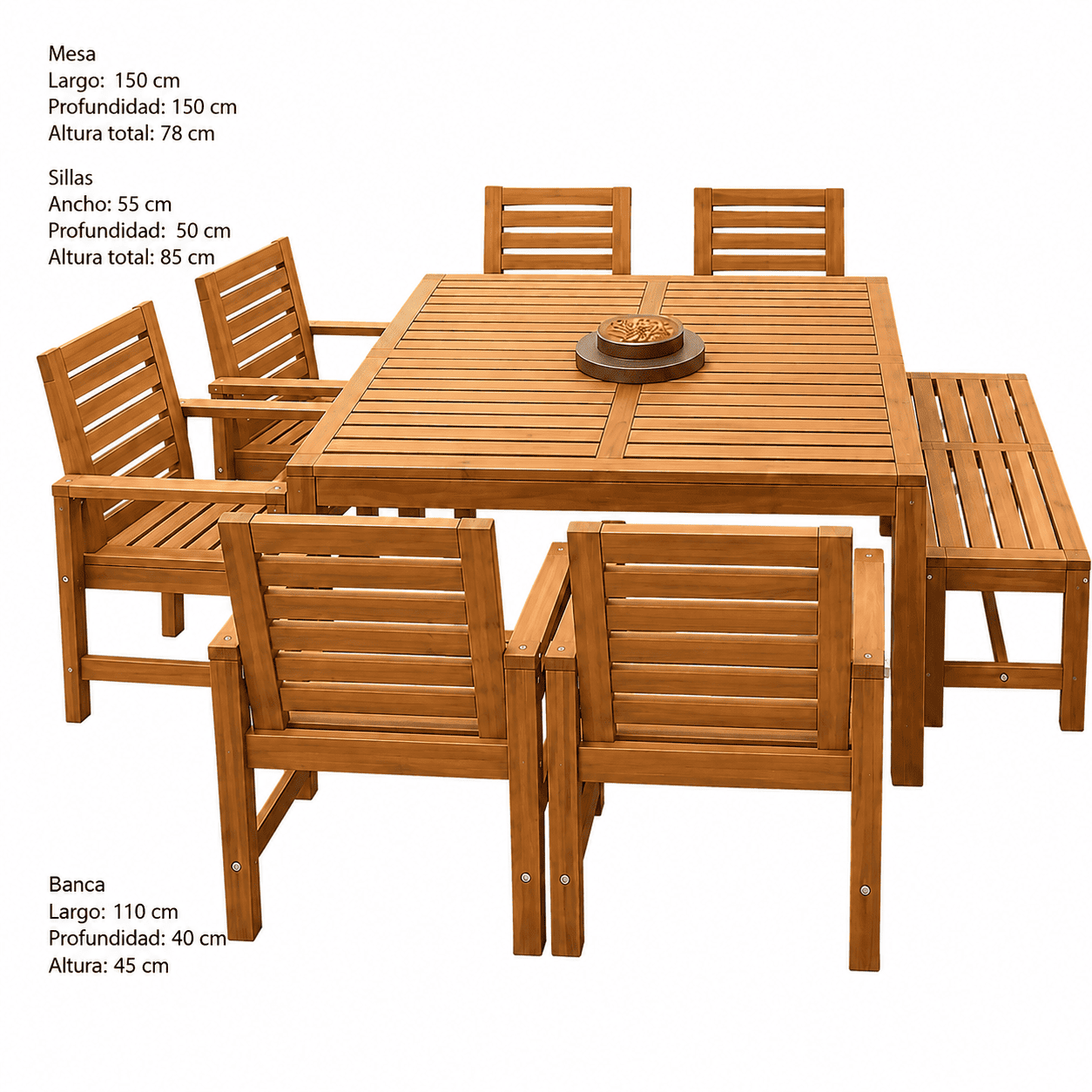 COMEDOR DE EXTERIOR DE MADERA AGUAZUL 8 PERSONAS MOVENDA - 9