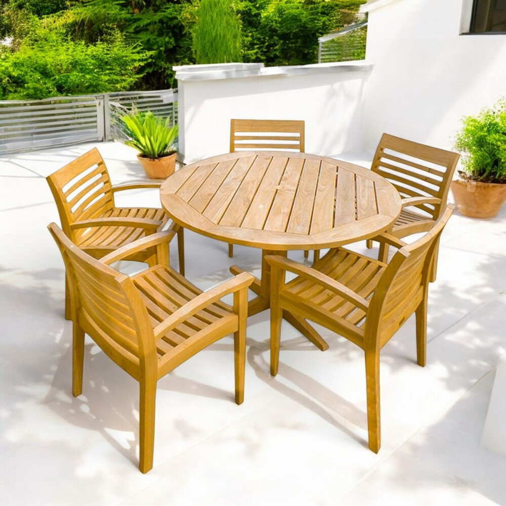 COMEDOR DE EXTERIOR DE MADERA REDONDO ARAUCA 5 PERSONAS MOVENDA - 1