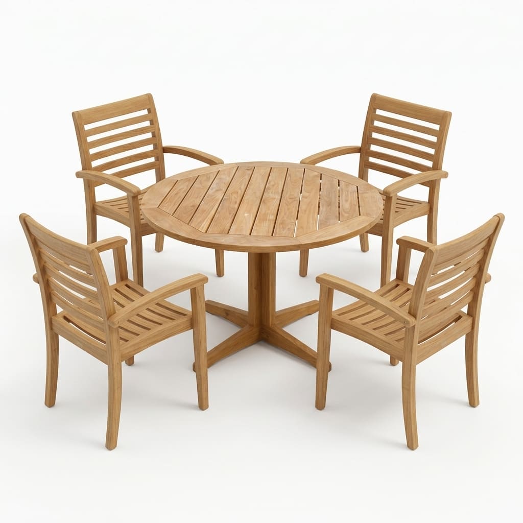 COMEDOR DE EXTERIOR DE MADERA REDONDO ARAUCA 5 PERSONAS MOVENDA - 6