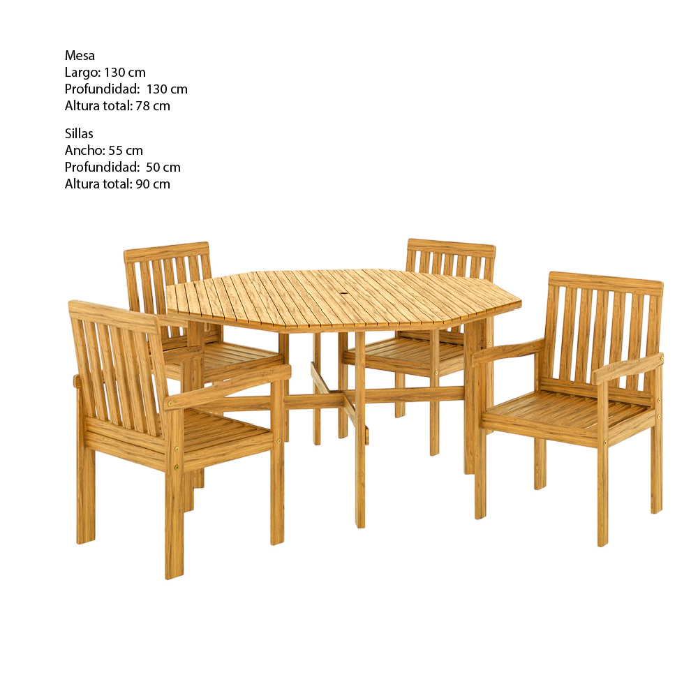 COMEDOR DE EXTERIOR DE MADERA ARJONA 4 PERSONAS MOVENDA - 3