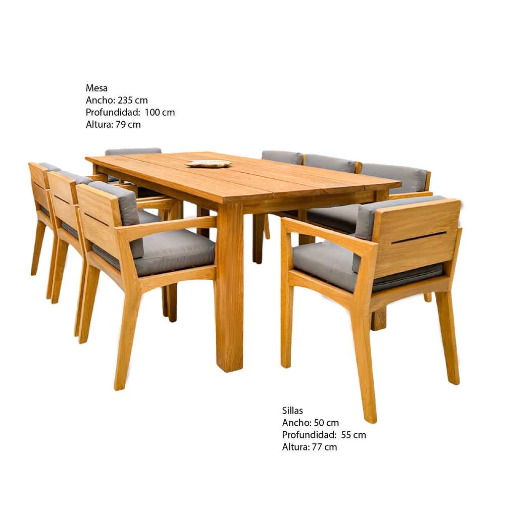 COMEDOR DE EXTERIOR DE MADERA ARMENIA 8 PERSONAS MOVENDA - 3