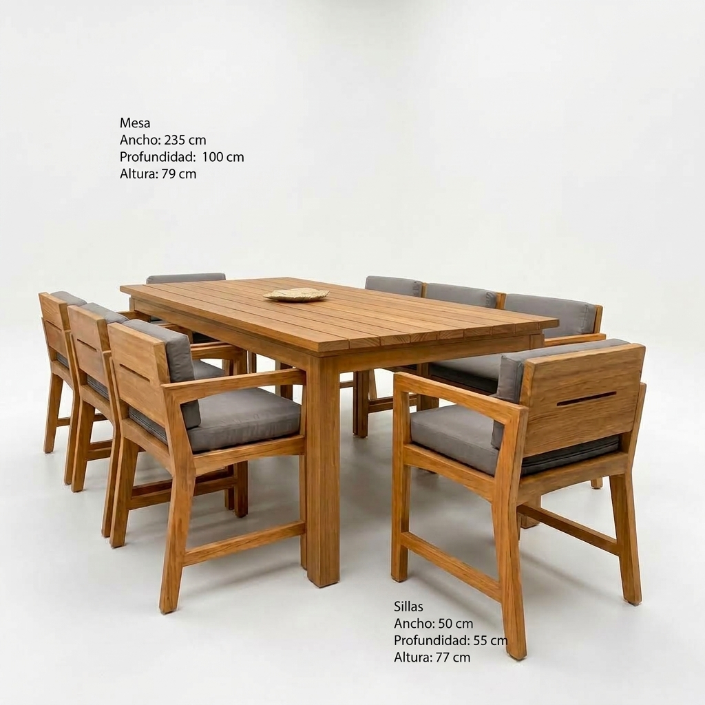 COMEDOR DE EXTERIOR DE MADERA ARMENIA 8 PERSONAS MOVENDA - 8