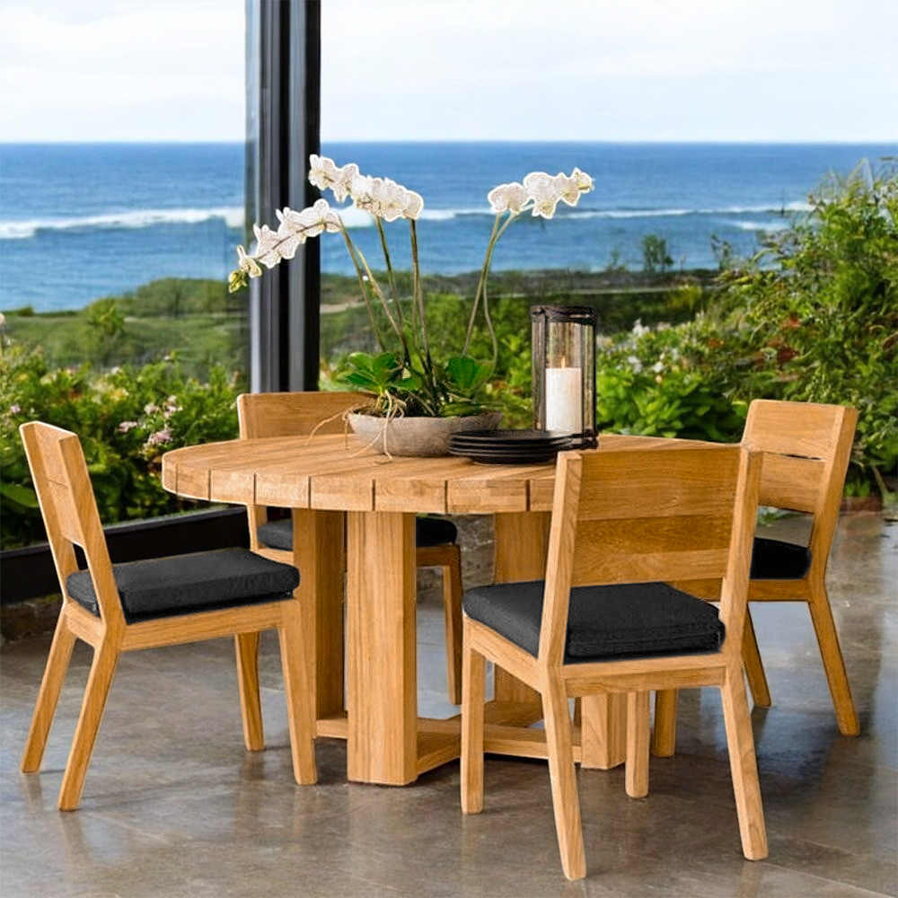COMEDOR DE EXTERIOR DE MADERA REDONDO MARTA 4 P MOVENDA - 1
