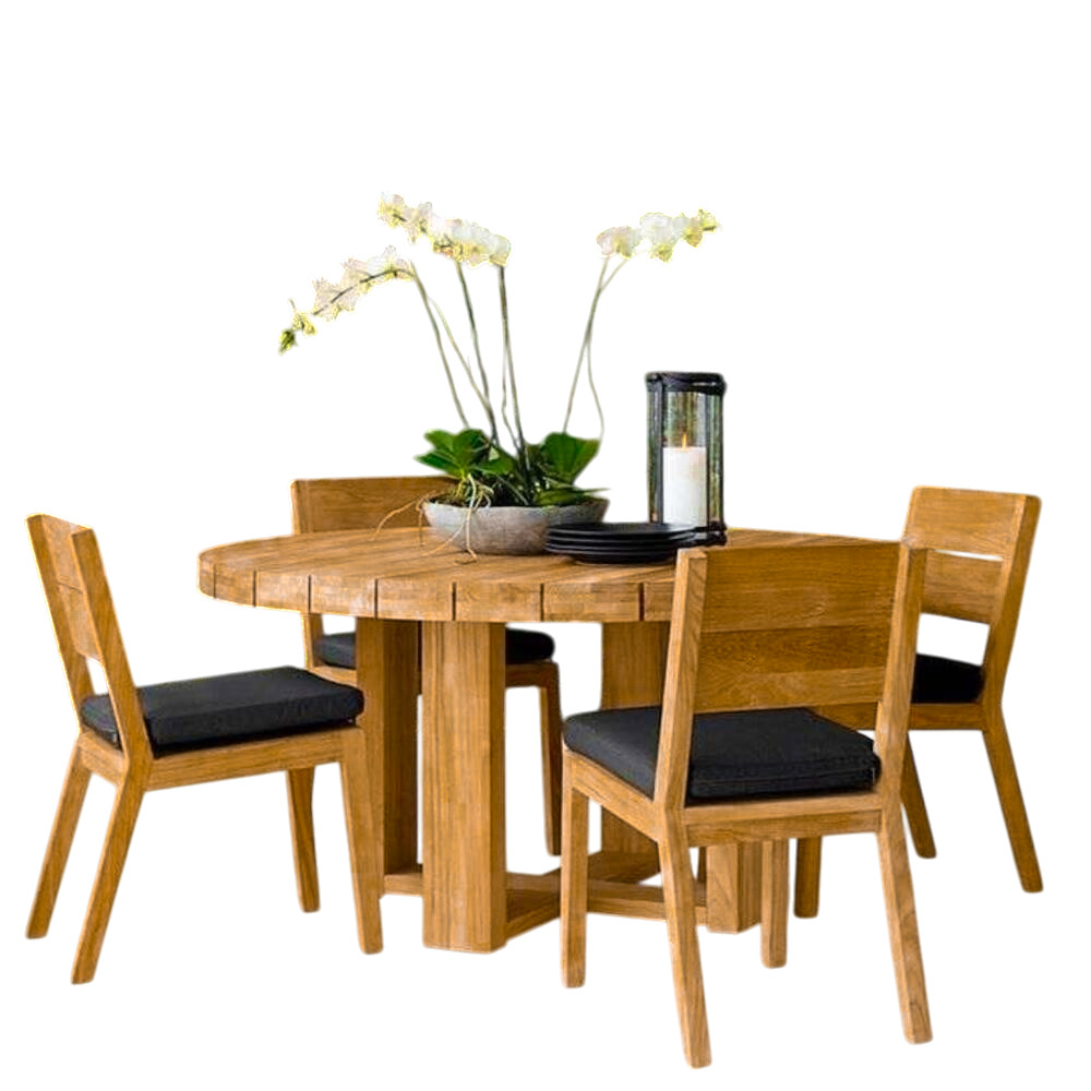 COMEDOR DE EXTERIOR DE MADERA REDONDO MARTA 4 P MOVENDA - 2