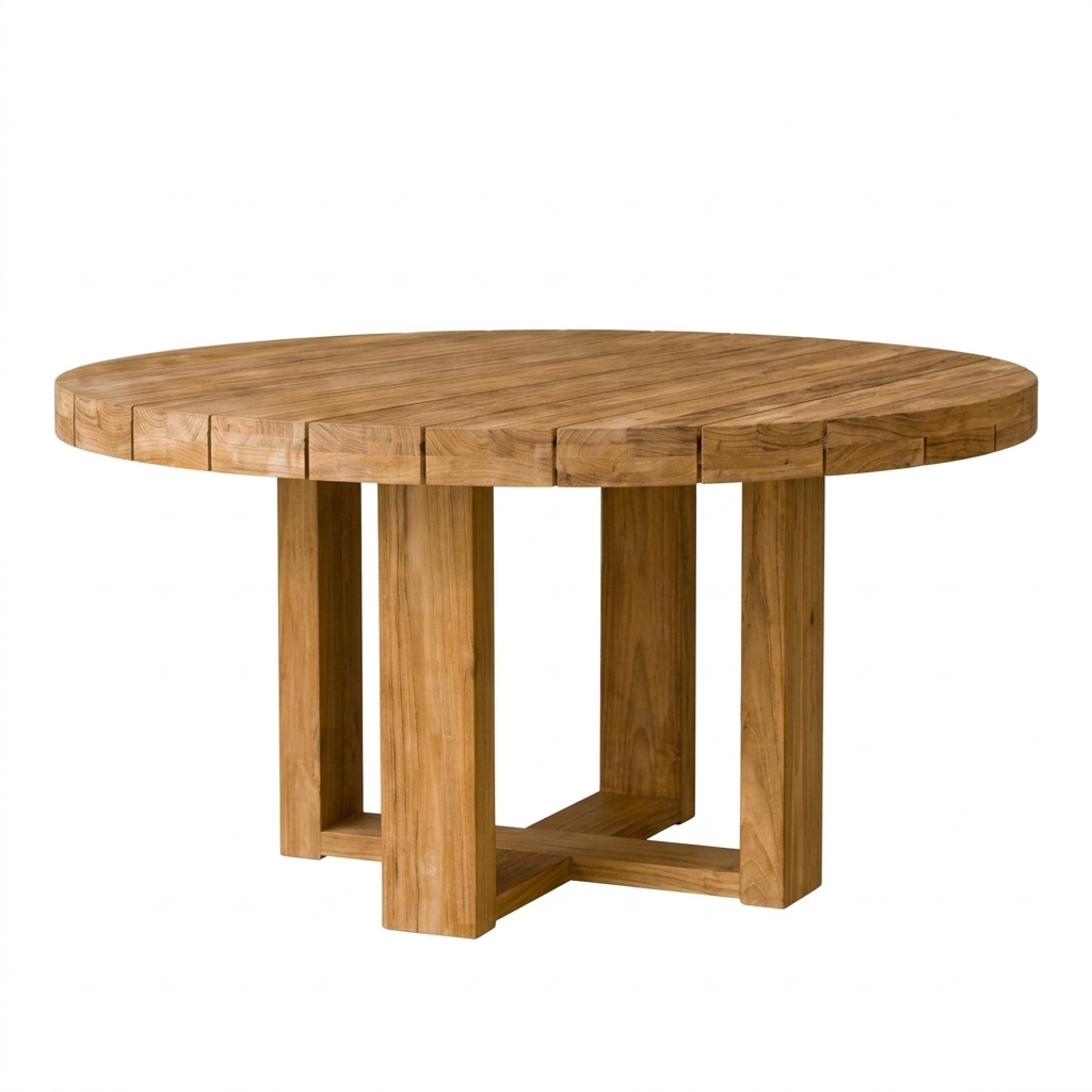 COMEDOR DE EXTERIOR DE MADERA REDONDO MARTA 4 P MOVENDA - 6