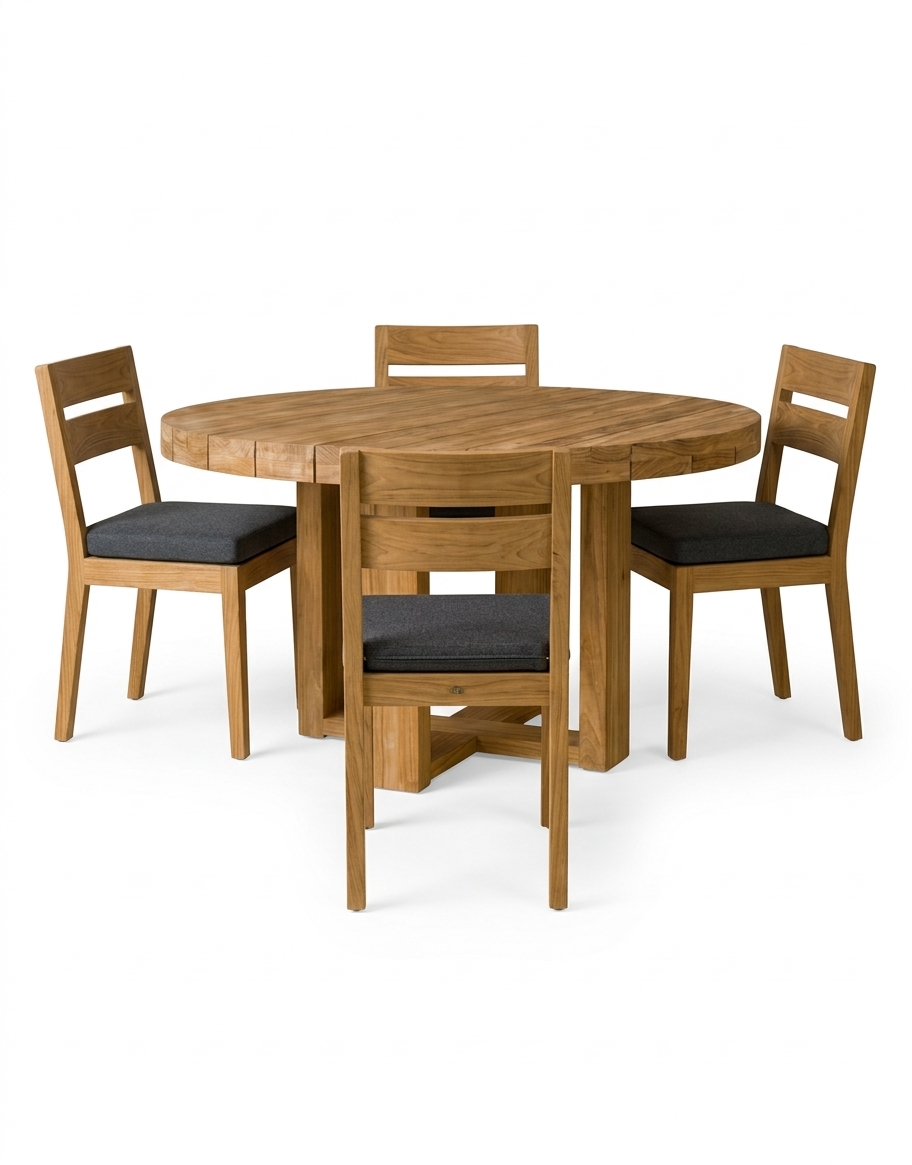 COMEDOR DE EXTERIOR DE MADERA REDONDO MARTA 4 P MOVENDA - 7
