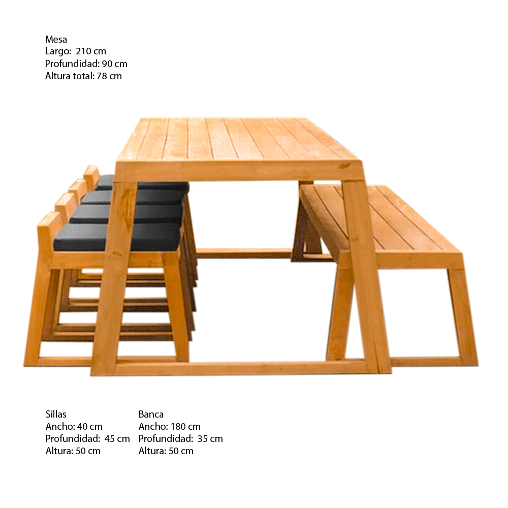 COMEDOR DE EXTERIOR DE MADERA PEREIRA 8 PERSONAS MOVENDA - 4