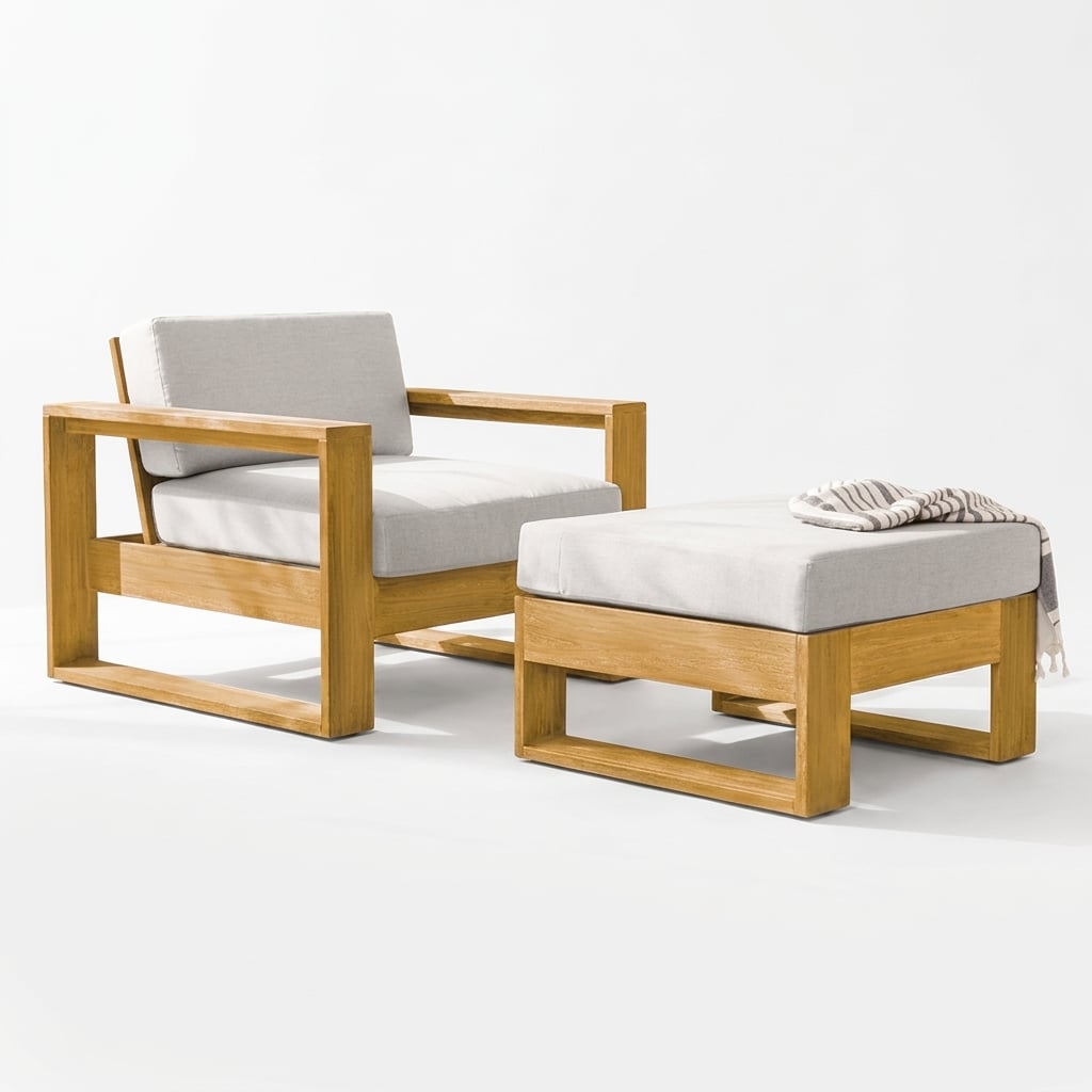 POLTRONA DE TERRAZA CON REPOSAPIÉS EN MADERA ALBA MOVENDA - 5