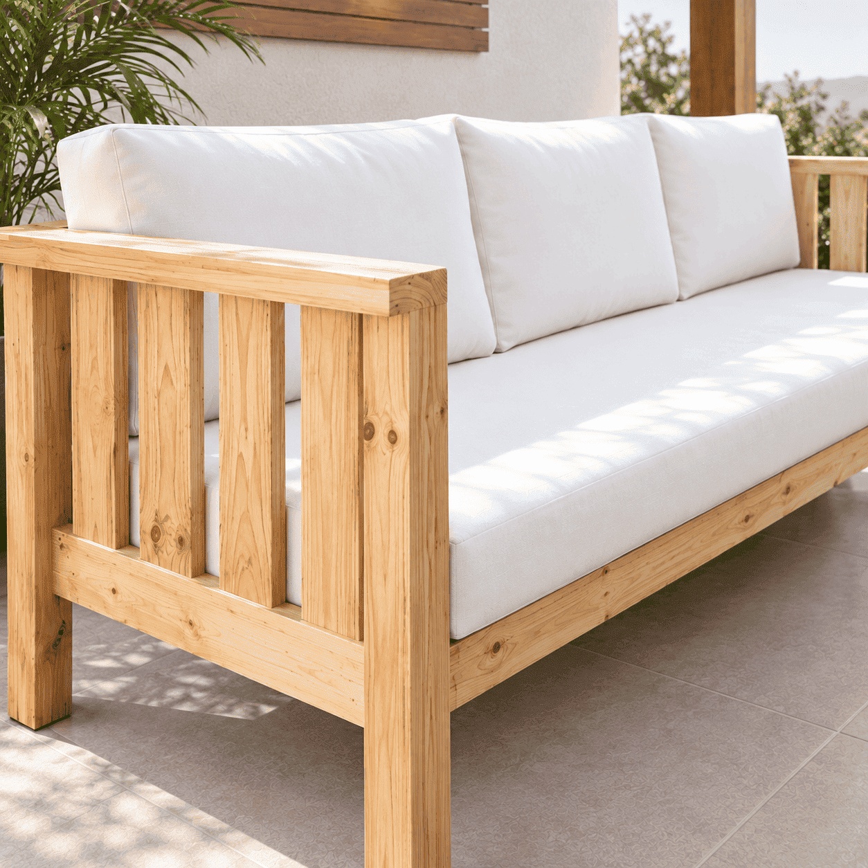 SOFÁ DE TERRAZA DE MADERA PARA 3 PERSONAS CANELA MOVENDA - 2