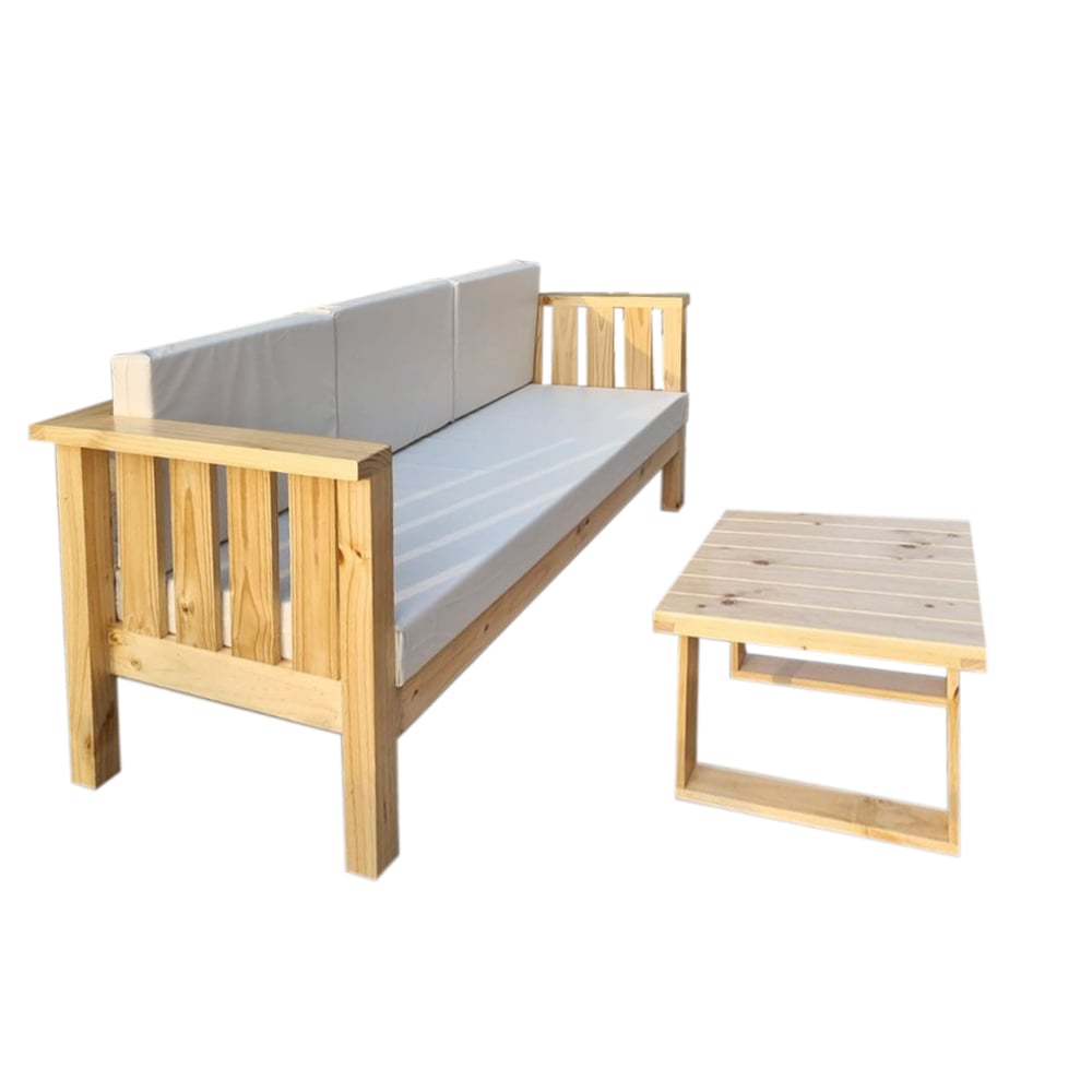 SOFÁ DE TERRAZA DE MADERA PARA 3 PERSONAS CANELA MOVENDA - 5