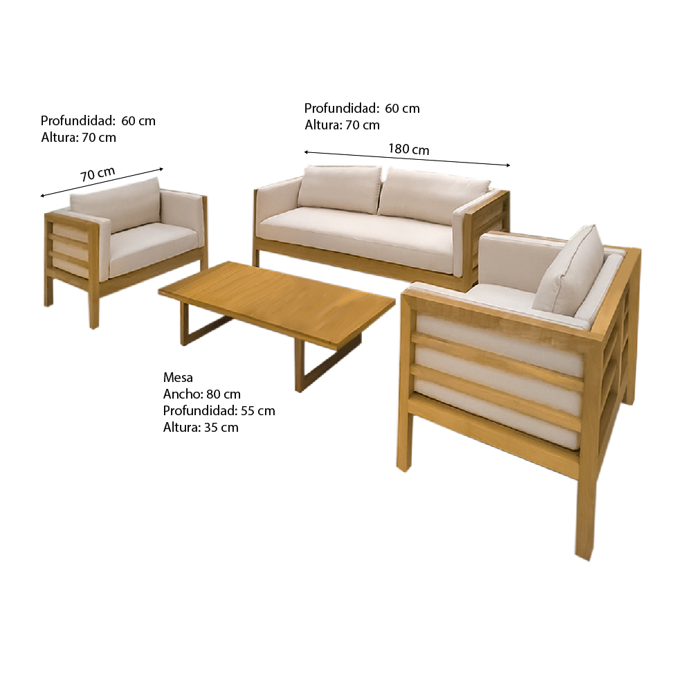 SET DE TERRAZA DE MADERA PARA 4 PERSONAS CARDENAL MOVENDA - 3