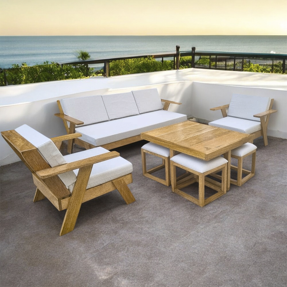 SET DE TERRAZA DOMINICO 9 PERSONAS CON MESA Y BANQUETAS MOVENDA - 1