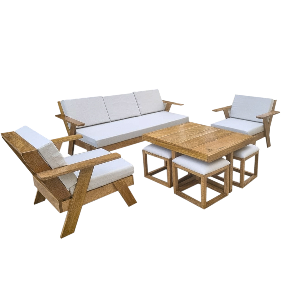 SET DE TERRAZA DOMINICO 9 PERSONAS CON MESA Y BANQUETAS MOVENDA - 2