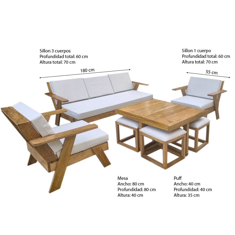 SET DE TERRAZA DOMINICO 9 PERSONAS CON MESA Y BANQUETAS MOVENDA - 3