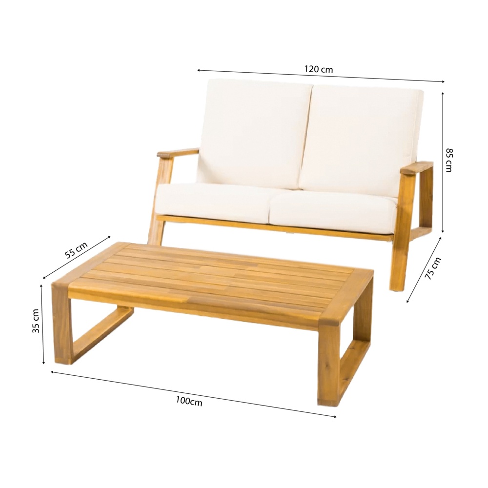 SOFÁ DE TERRAZA PARA 2 PERSONAS CON MESA PELICANO MOVENDA - 3
