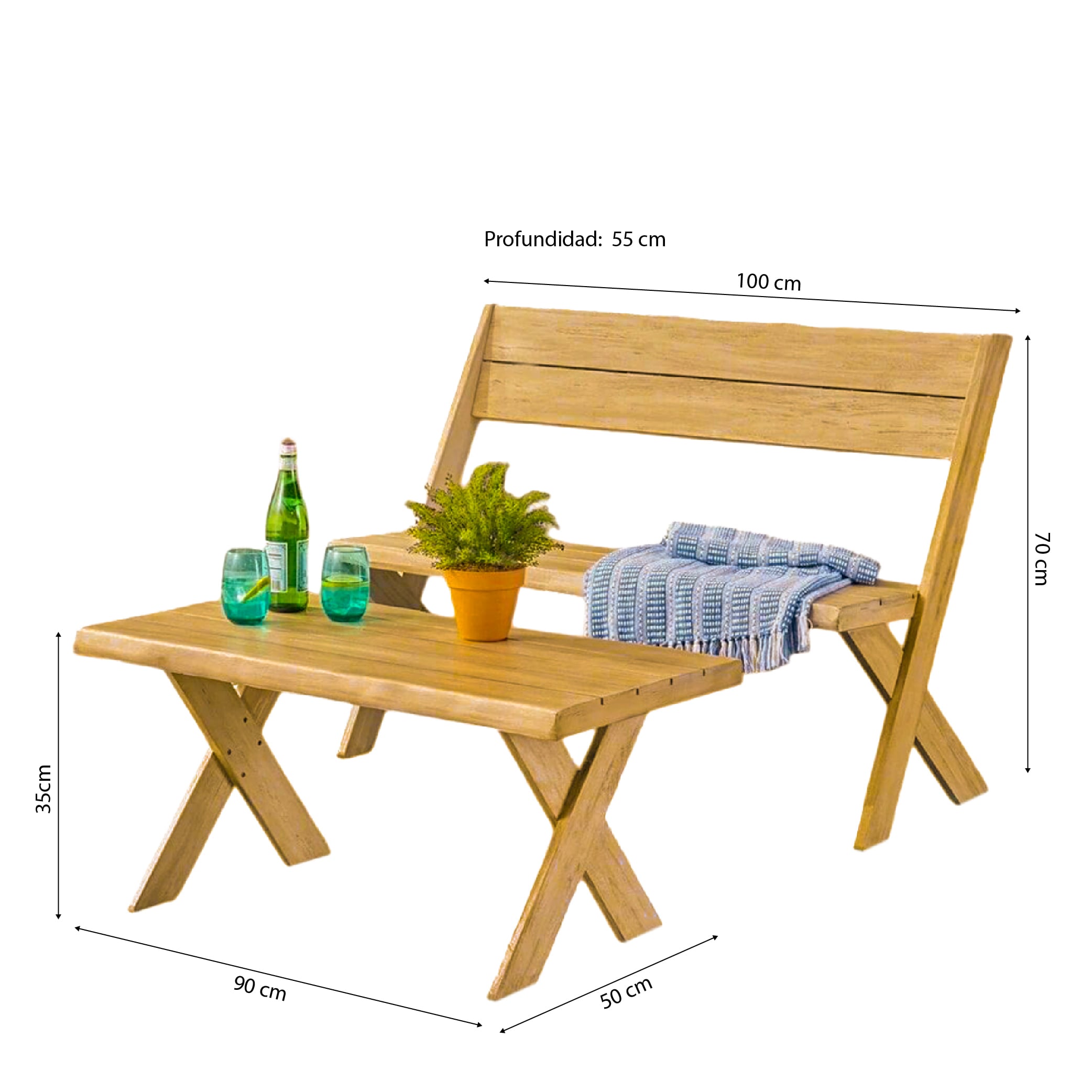 BANCA DE TERRAZA CON MESA PARA 2 PERSONAS TUCÁN MOVENDA - 4