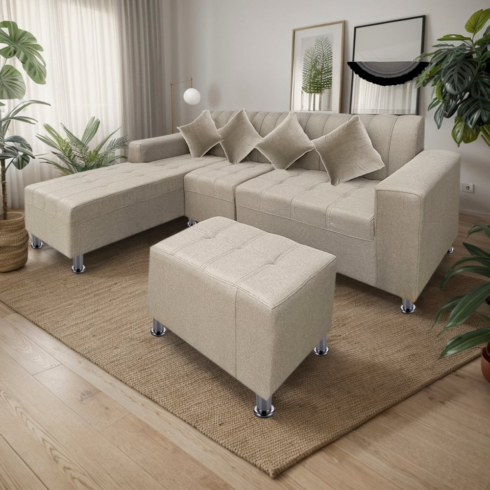 SOFÁ SECCIONAL BREMEN 4 CUERPOS CON PUFF BEIGE MOVENDA - 1