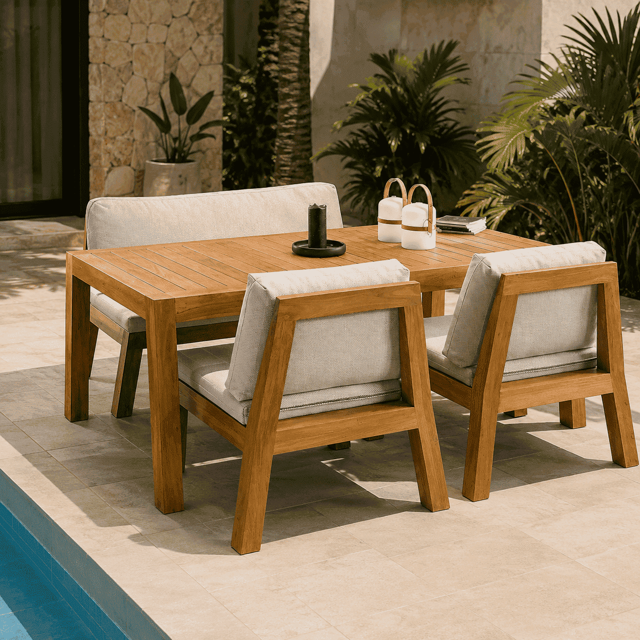 JUEGO DE COMEDOR PARA EXTERIOR CARTAGO DE MADERA 4 PERSONAS MOVENDA - 2