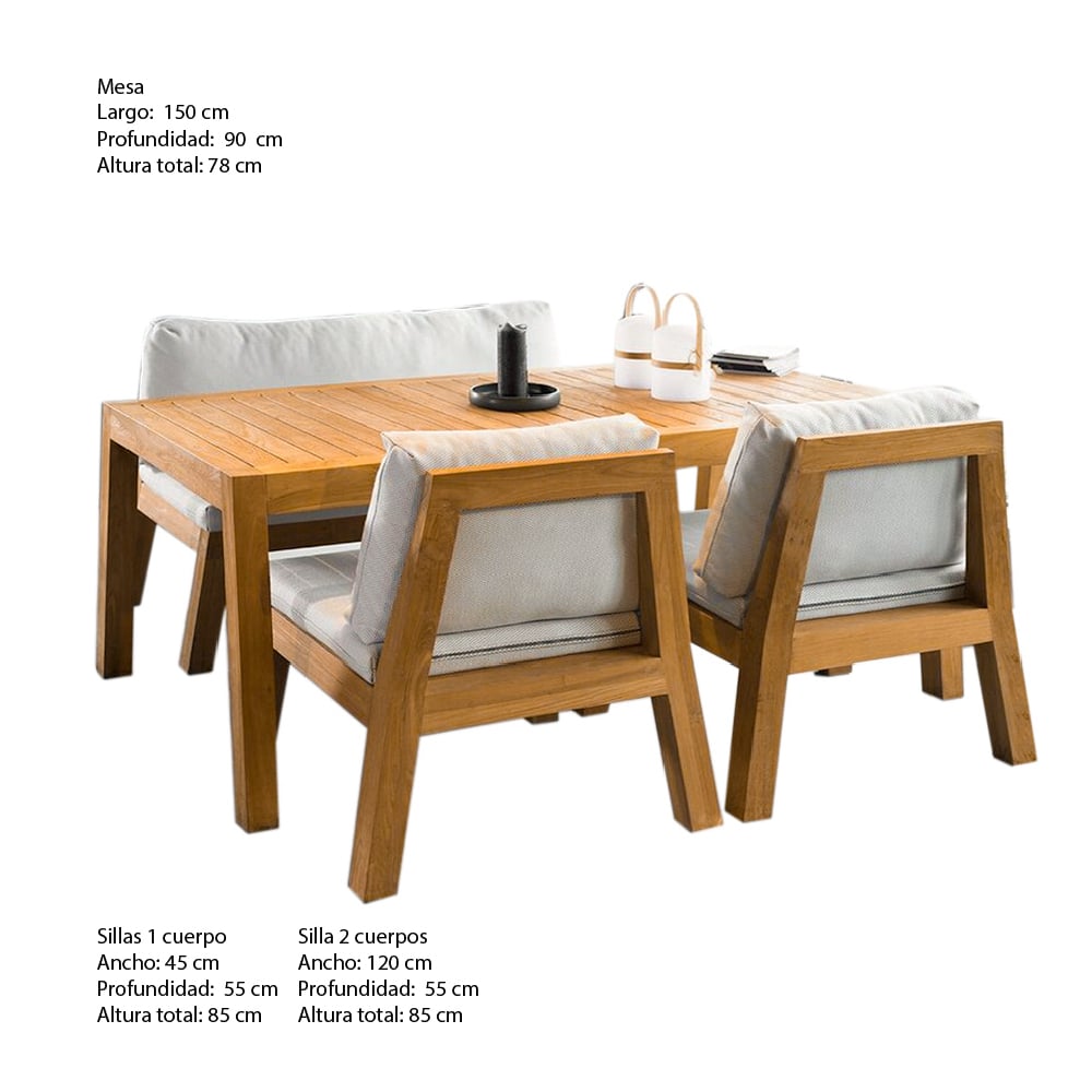 COMEDOR DE EXTERIOR DE MADERA CARTAGO 4 PERSONAS MOVENDA - 3