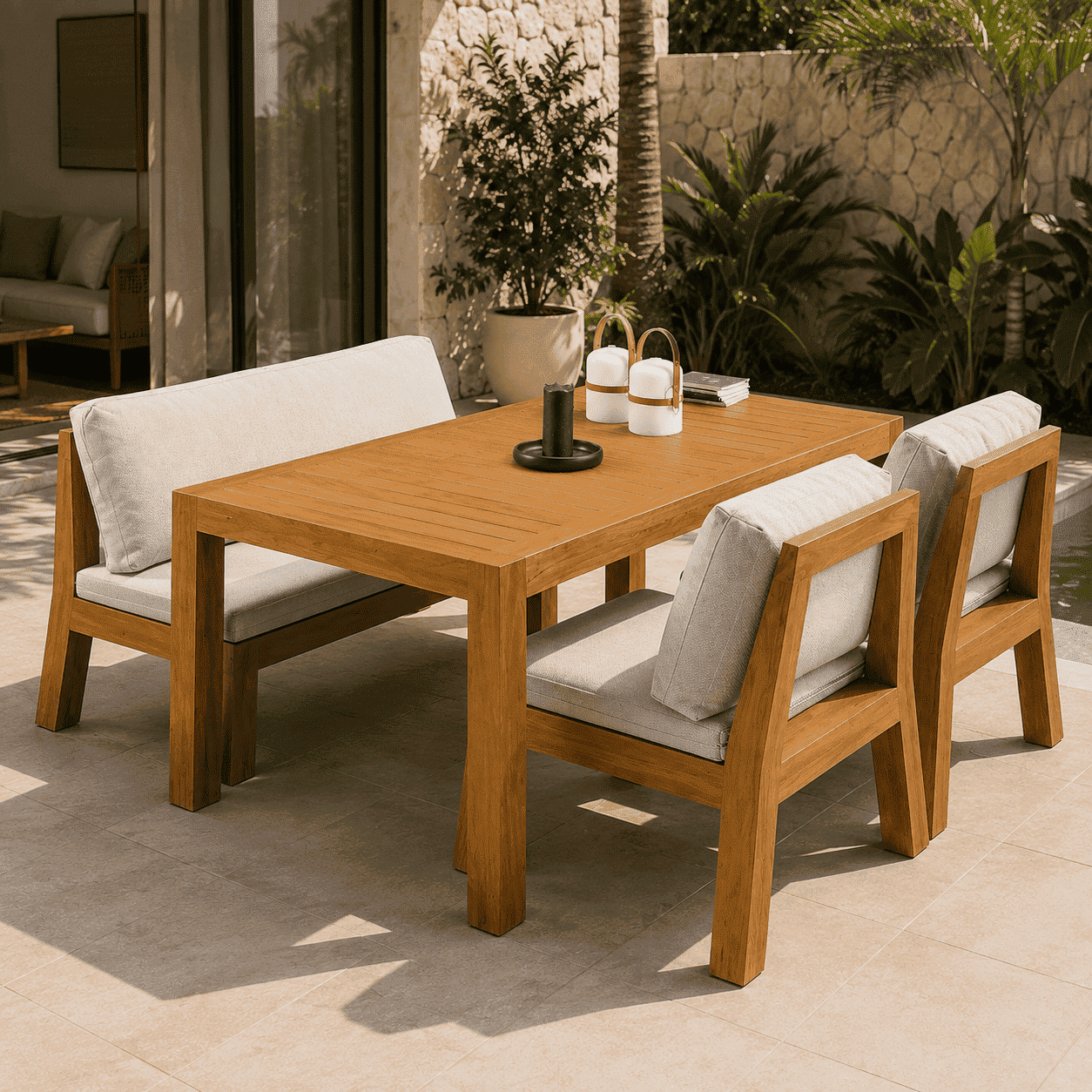 JUEGO DE COMEDOR PARA EXTERIOR CARTAGO DE MADERA 4 PERSONAS MOVENDA - 3