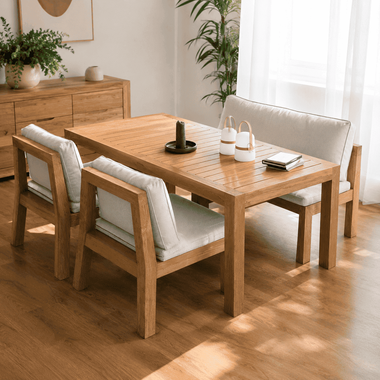 JUEGO DE COMEDOR PARA EXTERIOR CARTAGO DE MADERA 4 PERSONAS MOVENDA - 5