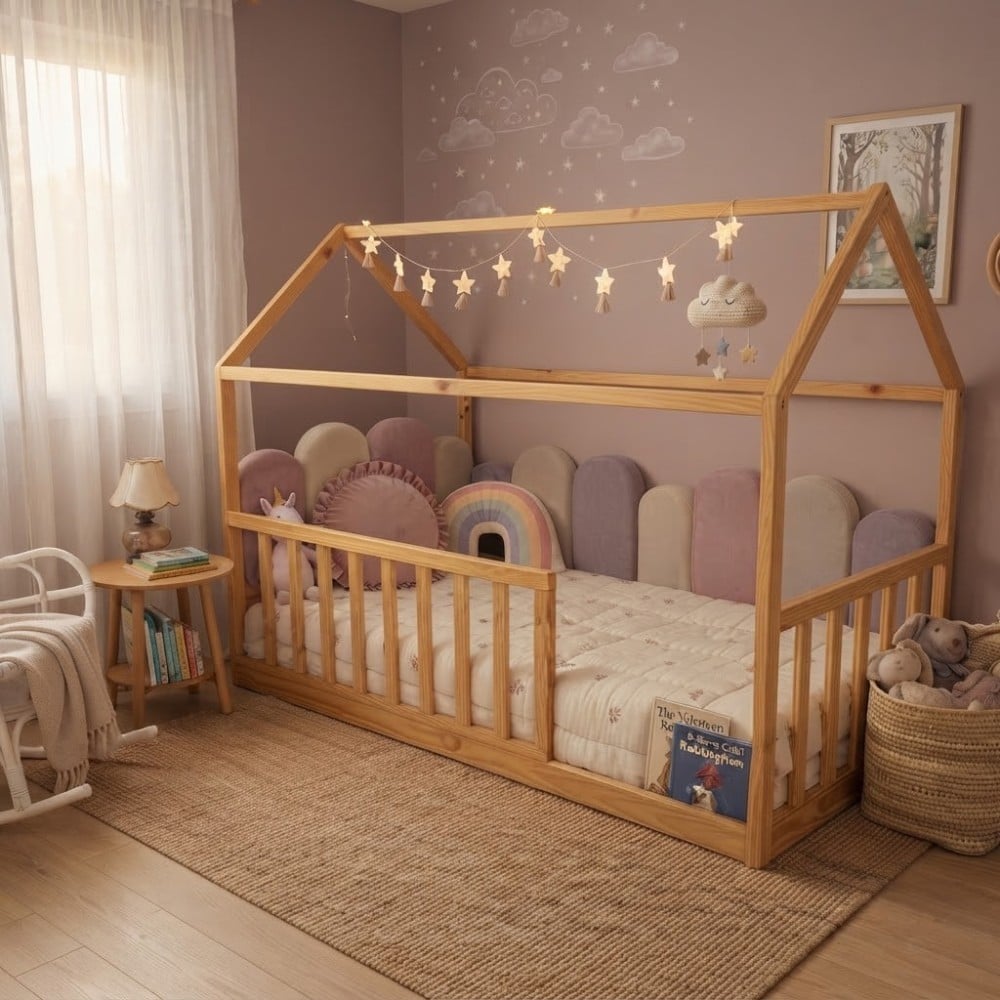 CAMA MONTESSORI EVOLUTIVA DE PLAZA Y MEDIA PONYVILLE ARCOÍRIS MOVENDA - 1