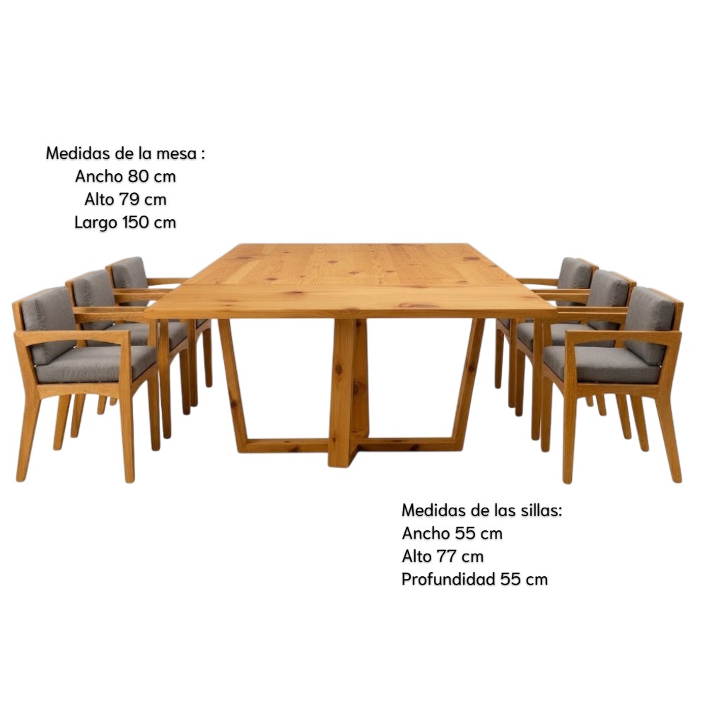 COMEDOR DE MADERA SAN ANDRÉS PARA 6 PERSONAS MOVENDA - 5