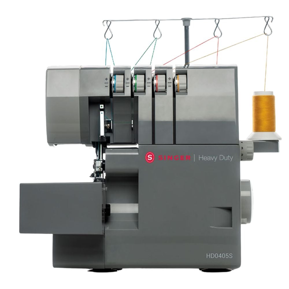 SINGER MÁQUINA REMALLADORA OVERLOCK HD0504S | COLOR GRIS| ESTRUCTURA DE METAL | 4 HILOS| 2 AGUJAS| MOTOR DE ALTA RESISTENCIA. - 1