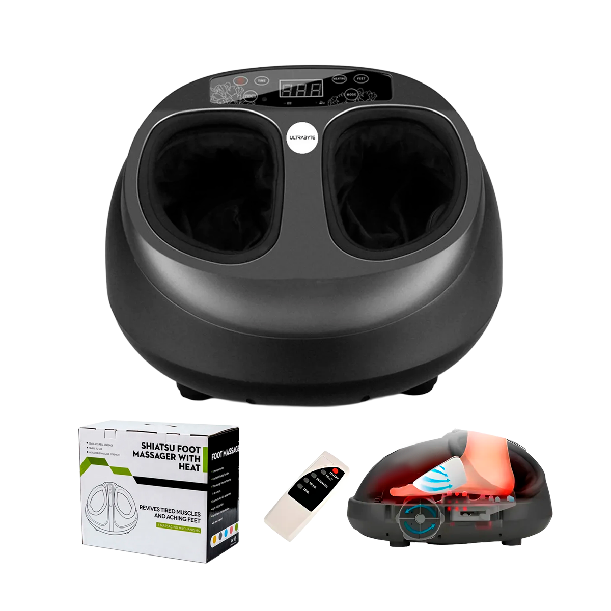 MASAJEDAOR DE PIES ULTRABYTE CON MODOS REGULABLES + CONTROL REMOTO - 5