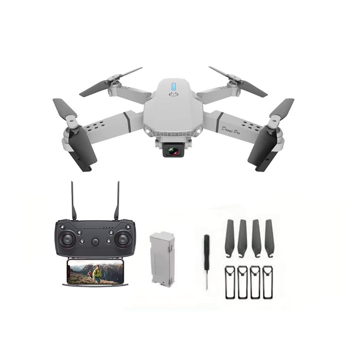 DRON E88 CINEMA 4K WIFI DOBLE CÁMARA MÁS ACCESORIOS COLOR NEGRO - 1