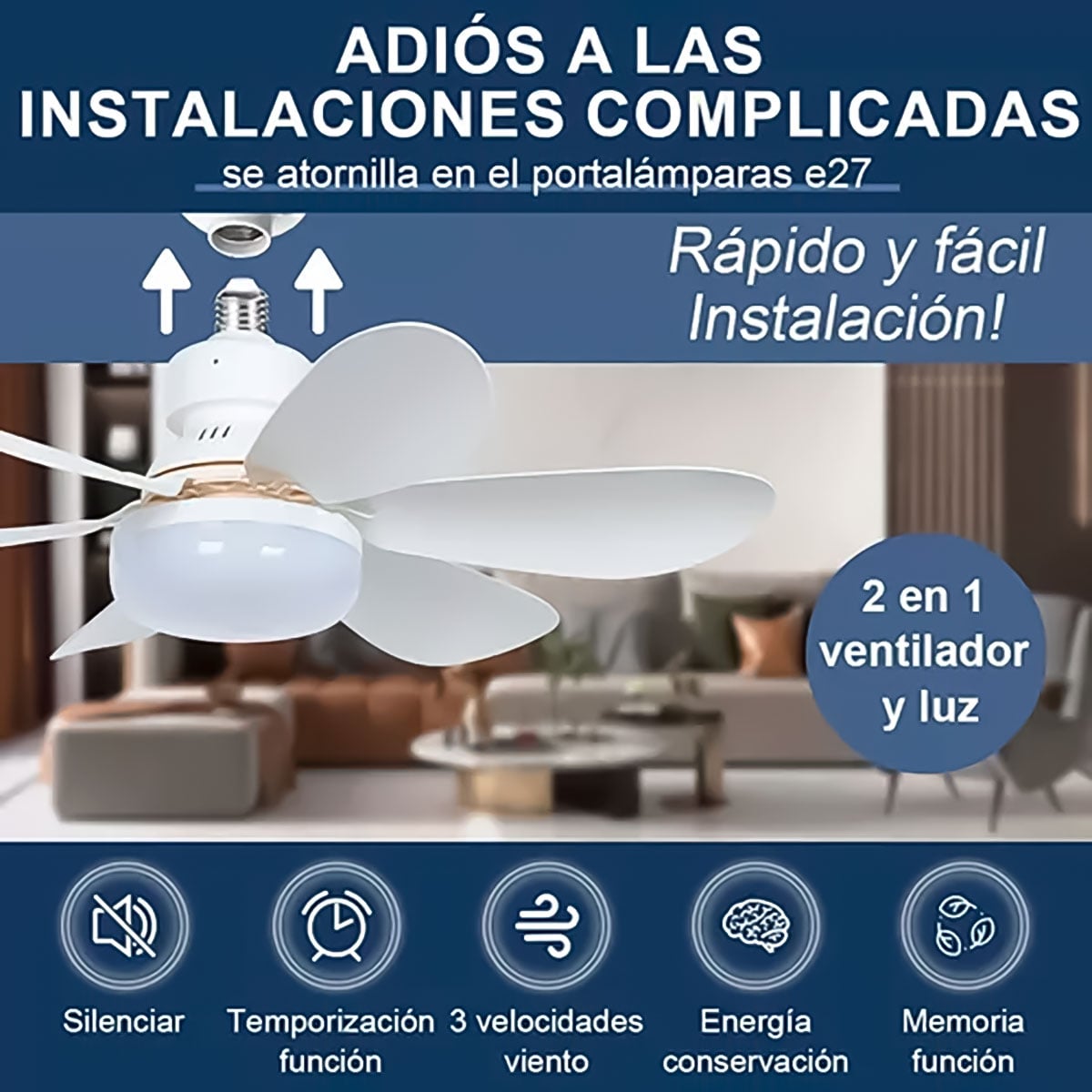 FOCO LED VENTILADOR DE TECHO CON CONTROL REMOTO - 3
