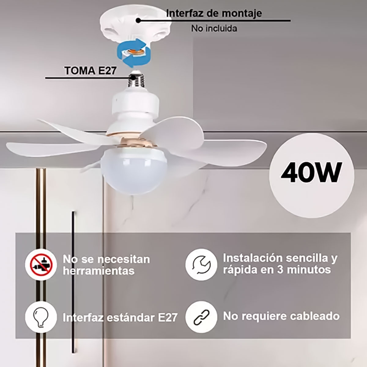 FOCO LED VENTILADOR DE TECHO CON CONTROL REMOTO - 6