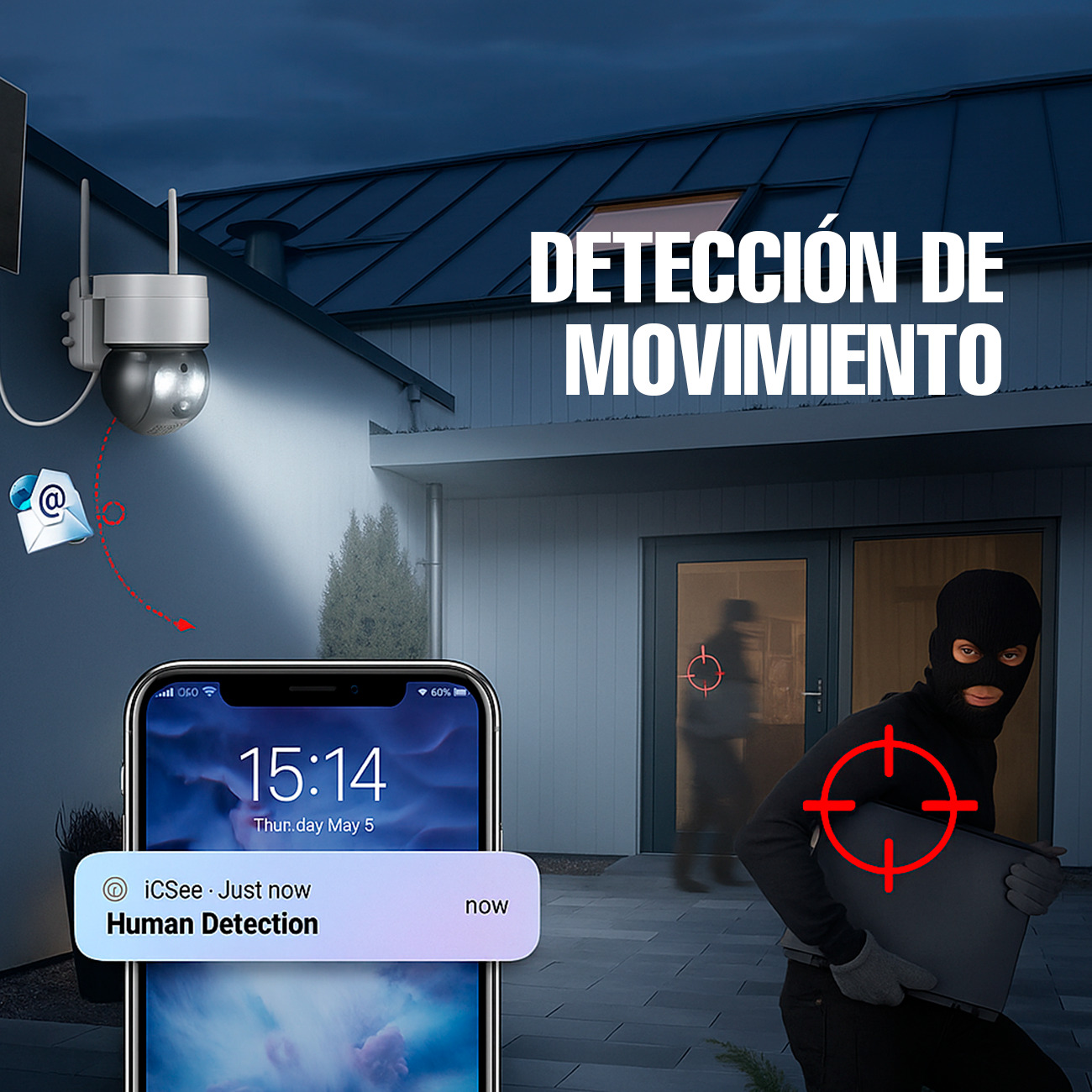 CAMARA IP SOLAR ULTRABYTE WIFI BATERIA RECARGABLE VISION NOCTURNA Q6 - 6