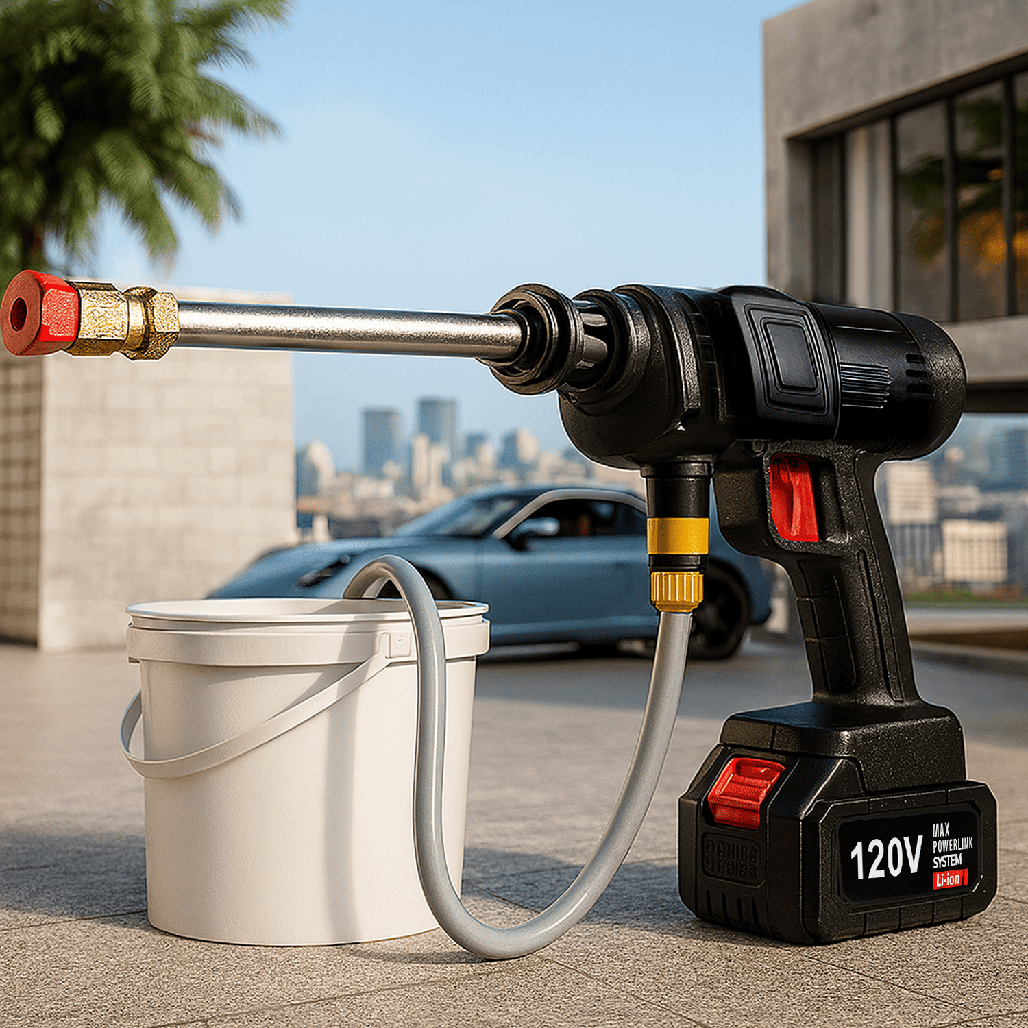 PISTOLA DE AGUA   INALAMBRICA - HIDROLAVADORA CON BATERÍA RECARGABLE 120V REALES - 2