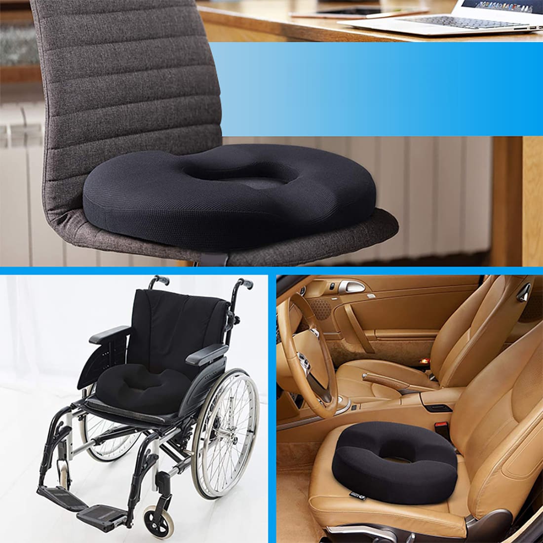 COJÍN PARA ASIENTO CON FUNDA ANTI TRANSPIRANTE - EVITA HEMORROIDES - 7