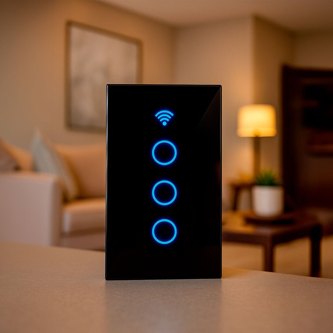 INTERRUPTOR DE PARED WIFI 3 TOMAS - SIN NEUTRO - INCLUYE CAPACITOR - ALEXA Y GOOGLE - 3