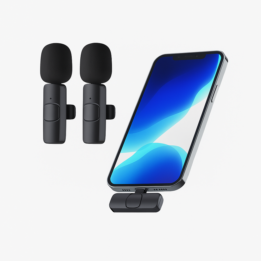 MICROFONO INALAMBRICO M20 DE SOLAPA DUAL PARA CELULARES IPHONE O TIPO C 2 EN 1 - 2