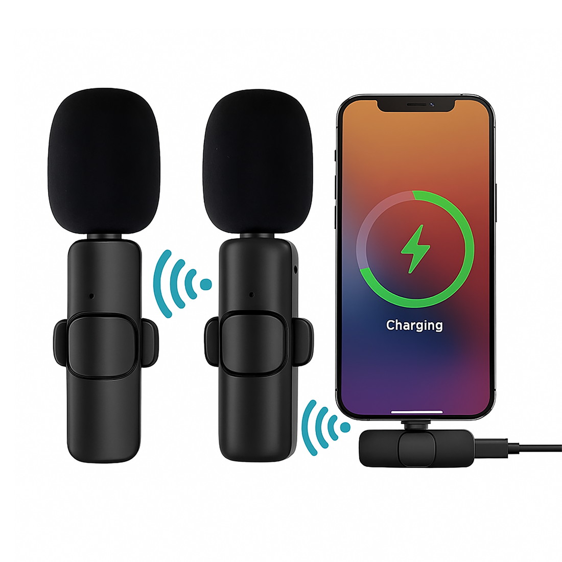 MICROFONO INALAMBRICO M20 DE SOLAPA DUAL PARA CELULARES IPHONE O TIPO C 2 EN 1 - 3