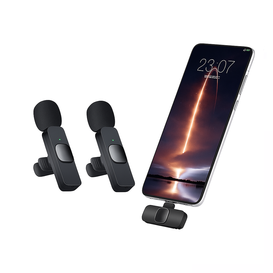 MICROFONO INALAMBRICO M20 DE SOLAPA DUAL PARA CELULARES IPHONE O TIPO C 2 EN 1 - 4
