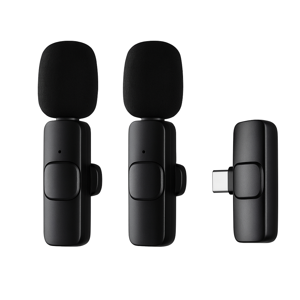 MICROFONO INALAMBRICO M20 DE SOLAPA DUAL PARA CELULARES IPHONE O TIPO C 2 EN 1 - 5