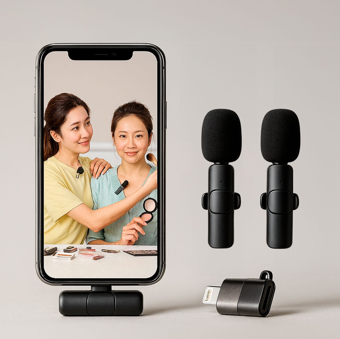 MICROFONO INALAMBRICO M20 DE SOLAPA DUAL PARA CELULARES IPHONE O TIPO C 2 EN 1 - 6