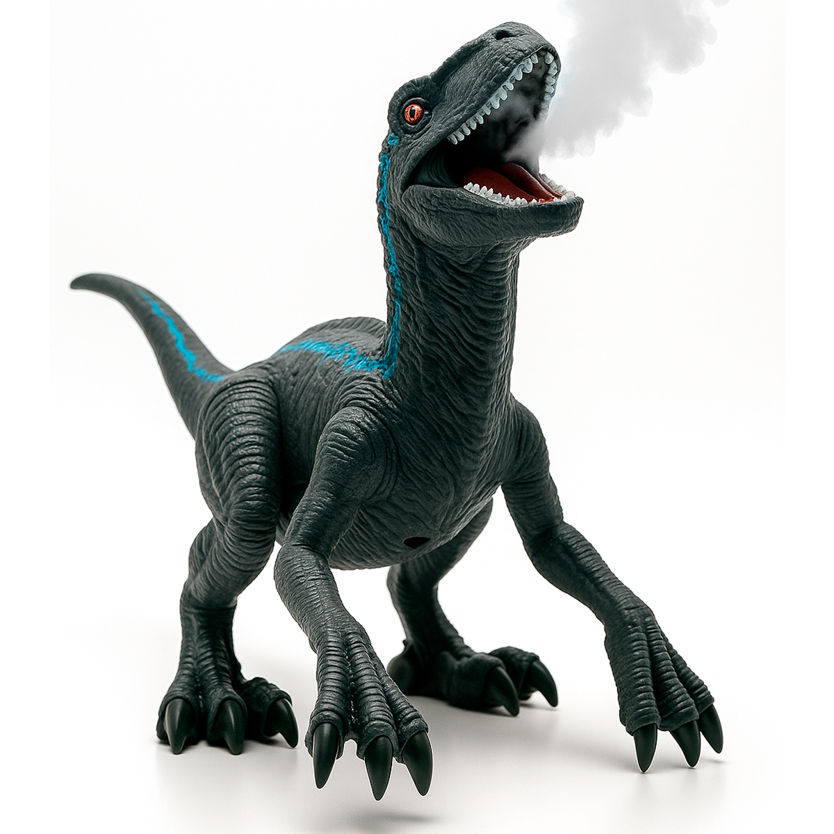 DINOSAURIO VELOCIRAPTOR CONTROL REMOTO LUZ SONIDO HUMO - 6