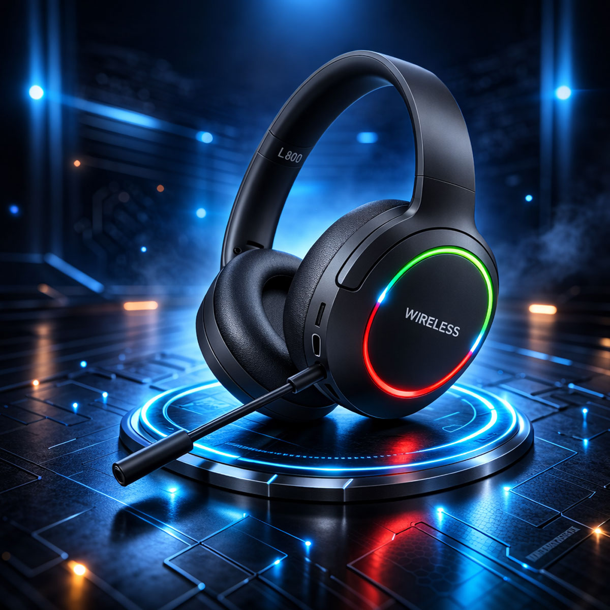 AUDIFONOS GAMER INALAMBRICOS BLUETOOTH CON MICROFONO LUZ RGB - 6