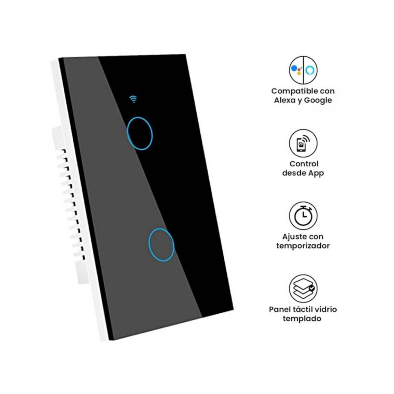 SWITCH INTELIGENTE WIFI 2 TOMA – CONTROL POR VOZ ALEXA GOOGLE HOME - 1