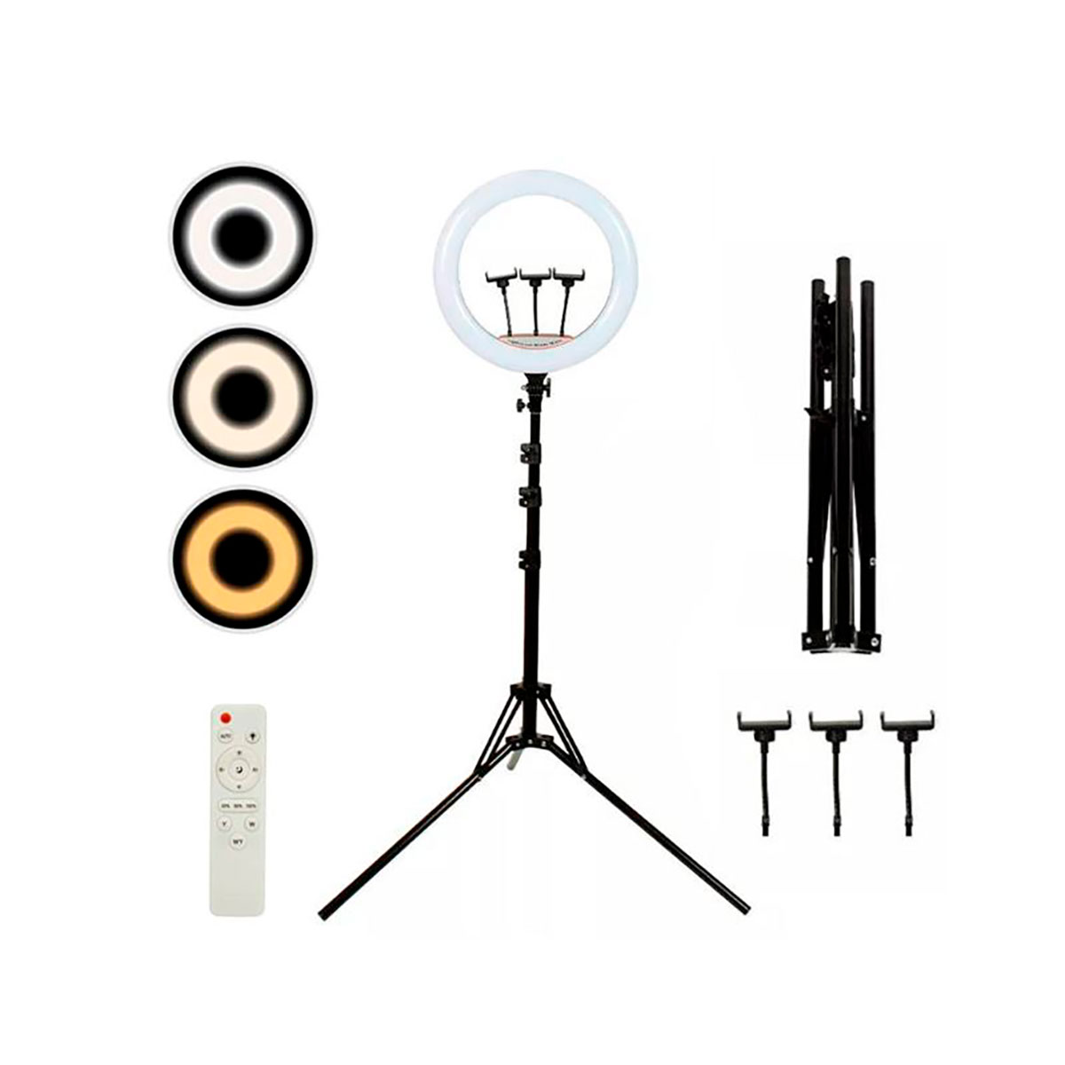 ARO LED 56CM CON TRÍPODE AJUSTABLE CONTROL REMOTO Y TÁCTIL ILUMINACIÓN PRO PARA VIDEOS Y FOTOS - 1