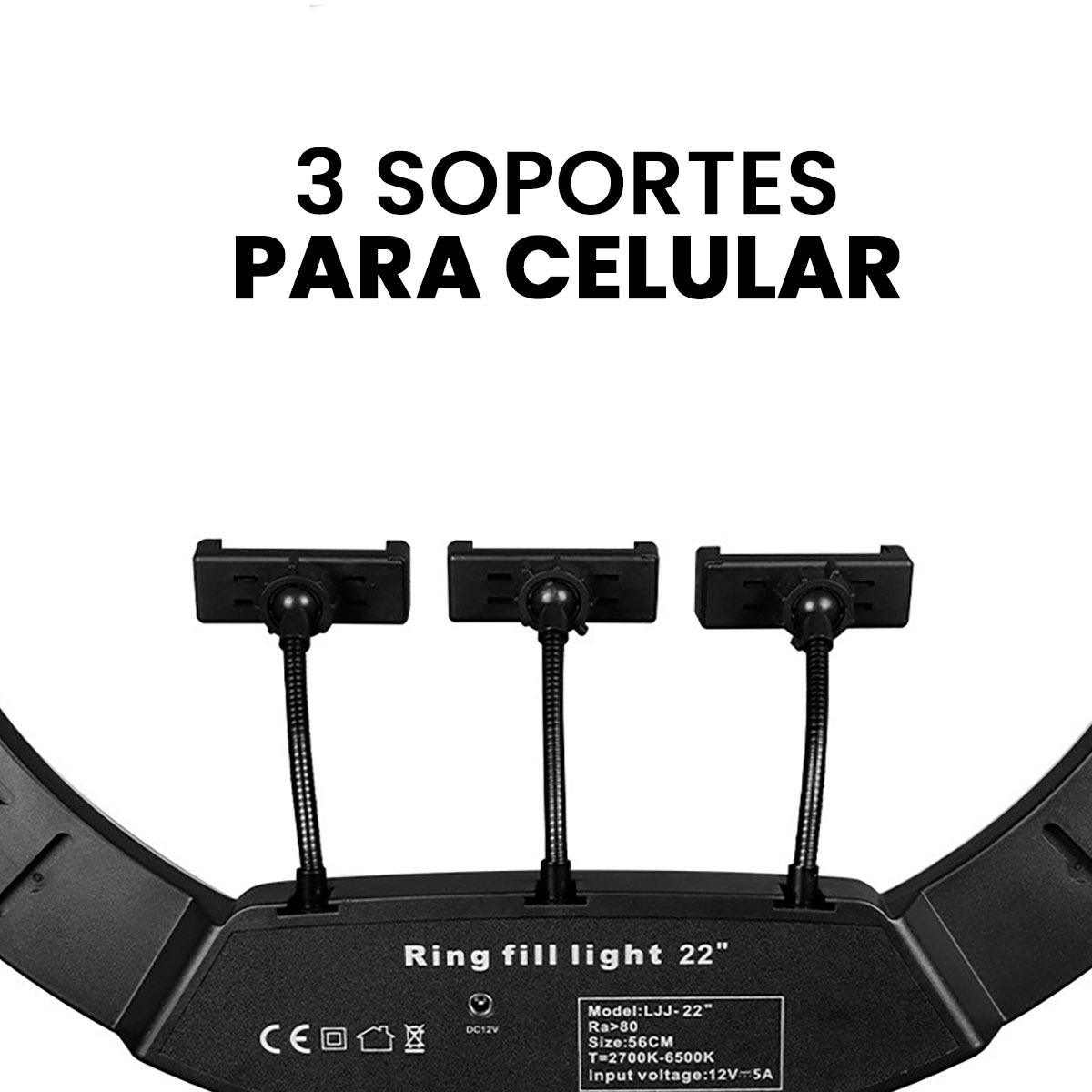 ARO LED 56CM CON TRÍPODE AJUSTABLE CONTROL REMOTO Y TÁCTIL ILUMINACIÓN PRO PARA VIDEOS Y FOTOS - 5