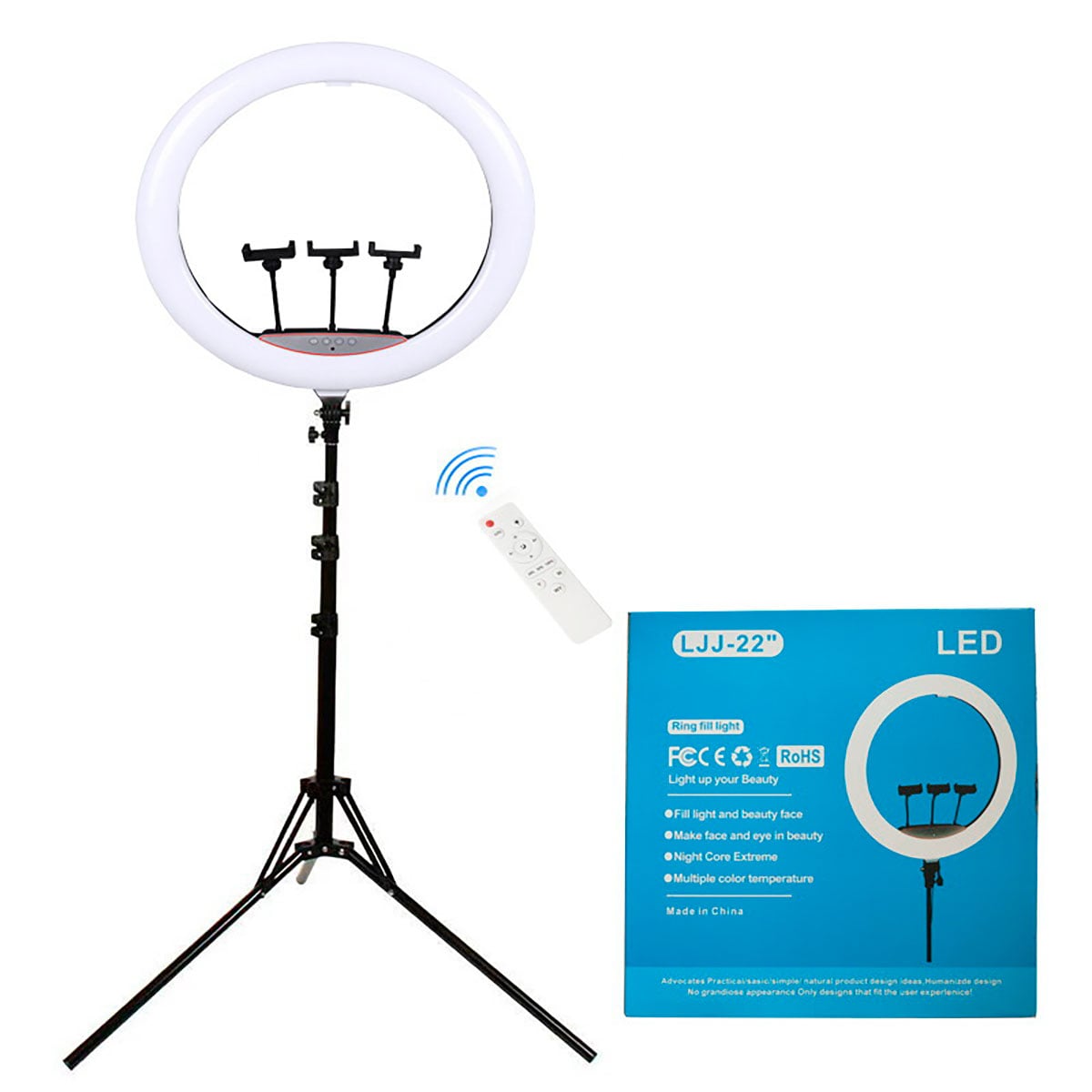 ARO DE LUZ LED 56CM PROFESIONAL + TRÍPODE + CONTROL REMOTO | SOPORTE CELULAR 360° IDEAL PARA TIKTOK Y STREAMING - 1