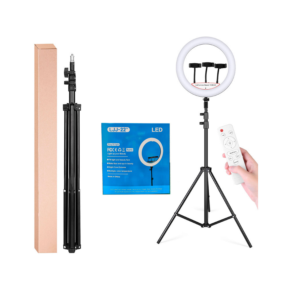 ARO DE LUZ LED 56CM PROFESIONAL + TRÍPODE + CONTROL REMOTO | SOPORTE CELULAR 360° IDEAL PARA TIKTOK Y STREAMING - 4